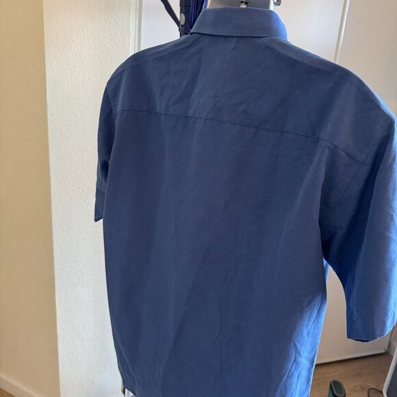 Kenneth Cole KC Reaction Large 16.5 16 1/2 Mens Blue Short Sleeve Button Shirt - Picture 10 of 13